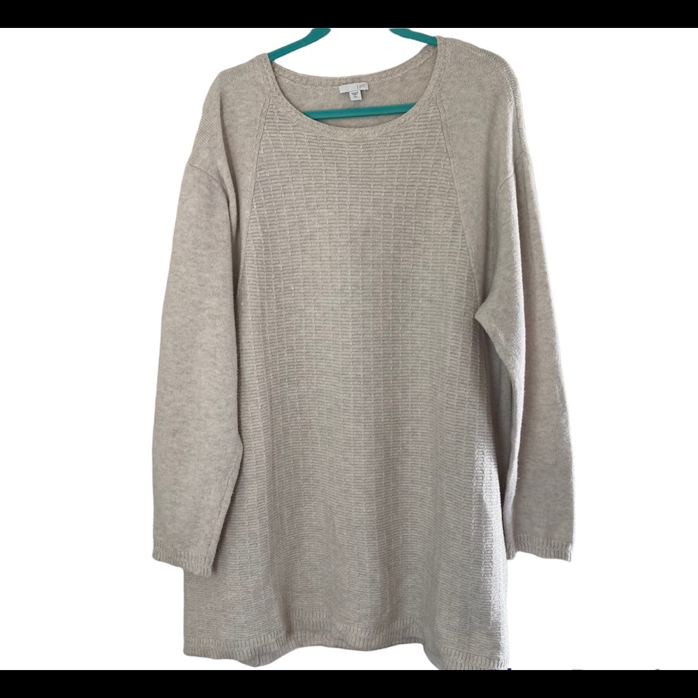 J. Jill Oatmeal Waffle Knit Tunic Length Sweater